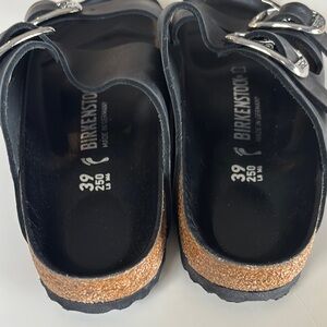 Birkenstock Black Clogs with Cork Footbed and Adjustable Buckles